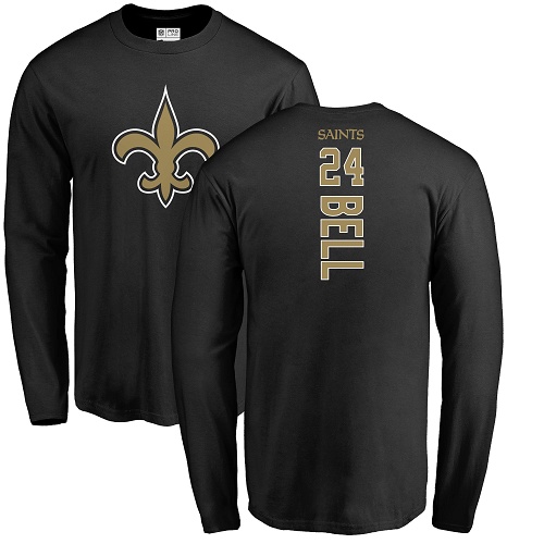 Men New Orleans Saints Black Vonn Bell Backer NFL Football 24 Long Sleeve T Shirt